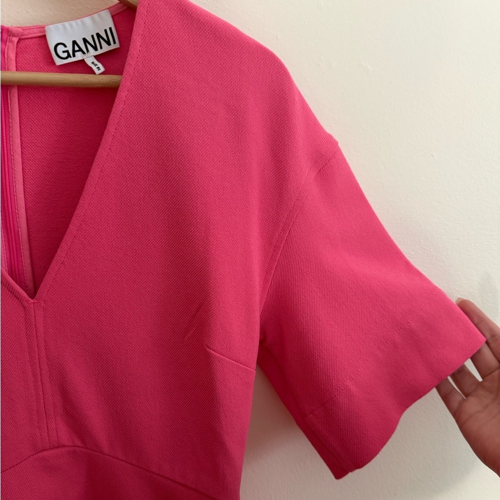 Ganni Stretch Suiting V-Neck Mini Dress - Picture 9 of 16